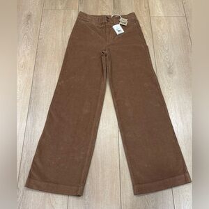 Faherty Women’s Stretch Corduroy Wide Leg Pants Brown Organic Cotton